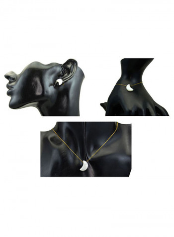 18 Karat Gold Crescent Shape Mother Of Pearl Jewellery Set