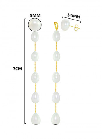 18 Karat Gold Pearl Studded Drop Earrings