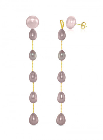 18 Karat Gold Pearl Studded Drop Earrings