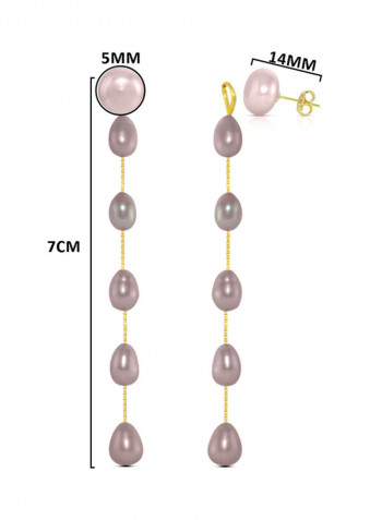 18 Karat Gold Pearl Studded Drop Earrings