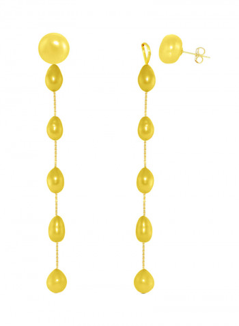18 Karat Gold Pearl Studded Drop Earrings