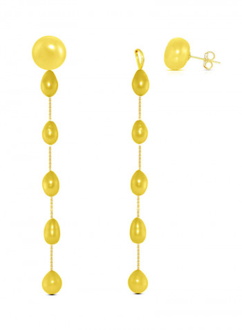 18 Karat Gold Pearl Studded Drop Earrings