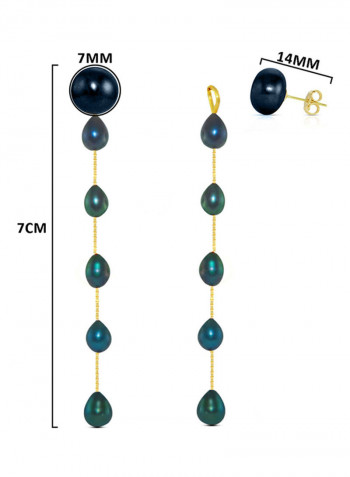 18 Karat Gold Pearl Studded Drop Earrings