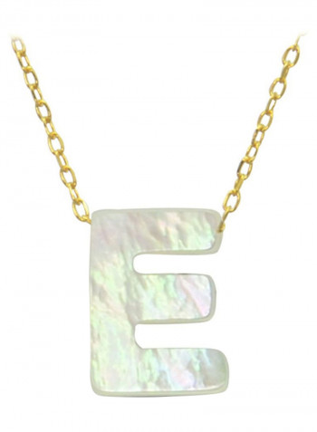 18 Karat E Letter Mother Of Pearl Pendent Necklace