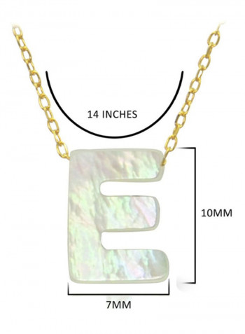 18 Karat E Letter Mother Of Pearl Pendent Necklace