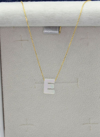 18 Karat E Letter Mother Of Pearl Pendent Necklace