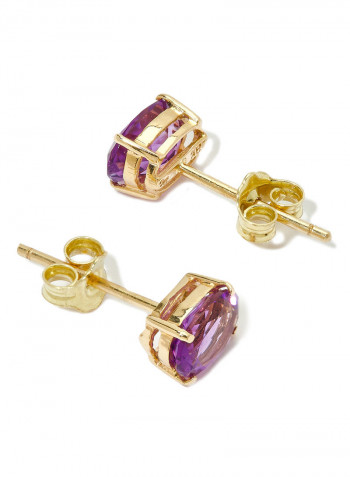 18 Karat Gold Amethyst Oval Earrings