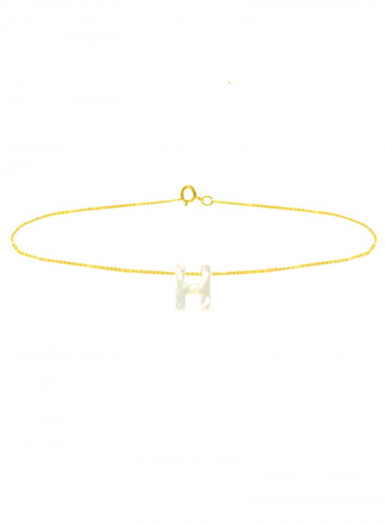 18 Karat Gold H Letter Mother Of Pearl Jewellery Set