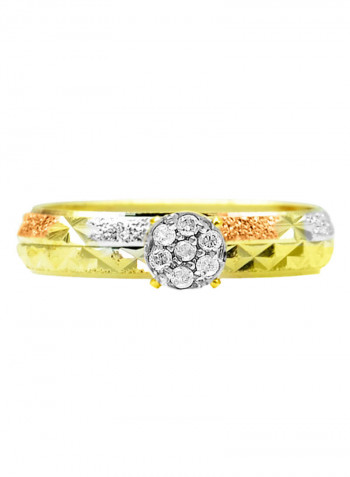18 Karat Solid 3 Tone Gold 0.07 Carat Genuine Diamonds Solitaire Ring
