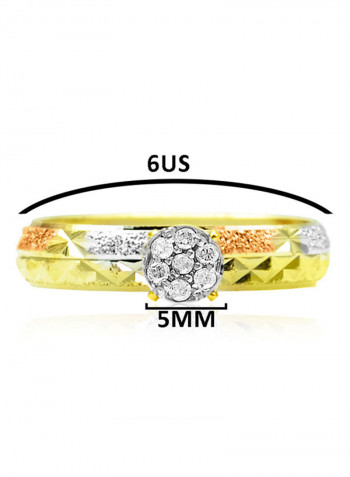 18 Karat Solid 3 Tone Gold 0.07 Carat Genuine Diamonds Solitaire Ring