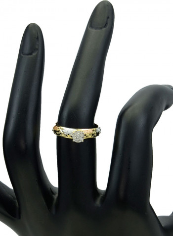 18 Karat Solid 3 Tone Gold 0.07 Carat Genuine Diamonds Solitaire Ring