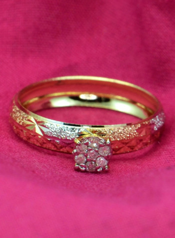 18 Karat Solid 3 Tone Gold 0.07 Carat Genuine Diamonds Solitaire Ring