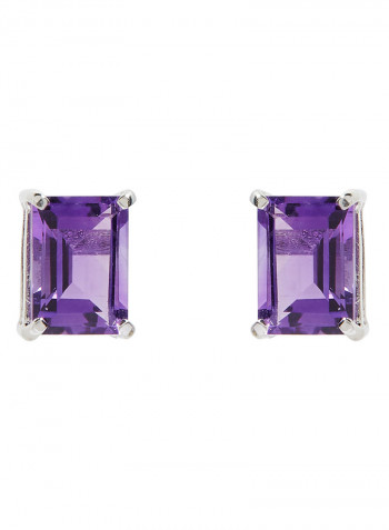 18 Karat White Gold Amethyst Rectangular Earrings