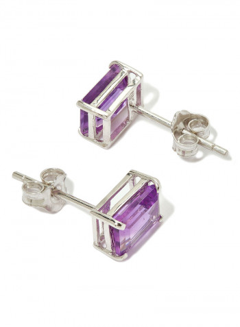 18 Karat White Gold Amethyst Rectangular Earrings