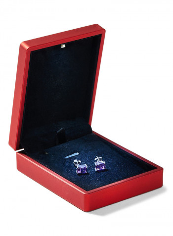 18 Karat White Gold Amethyst Rectangular Earrings