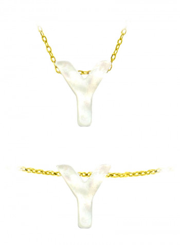 18k Gold Y Letter Mother Of Pearl Jewelry Set