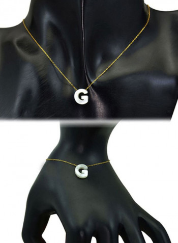 18 Karat Gold G Letter Mother Of Pearl Jewellery Set