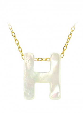 18 Karat Gold H Letter Mother Of Pearl Jewellery Set