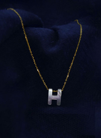 18 Karat Gold H Letter Mother Of Pearl Jewellery Set
