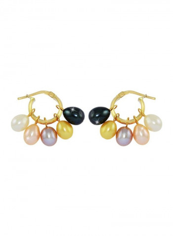 18 Karat Gold Half Hoop Interchangeable Pearl Earrings