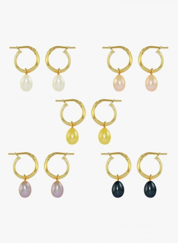 18 Karat Gold Half Hoop Interchangeable Pearl Earrings