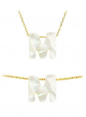 18 Karat Gold M Letter Mother Of Pearl Jewellery Set