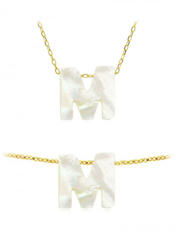 18 Karat Gold M Letter Mother Of Pearl Jewellery Set