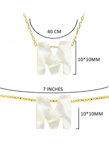 18 Karat Gold M Letter Mother Of Pearl Jewellery Set