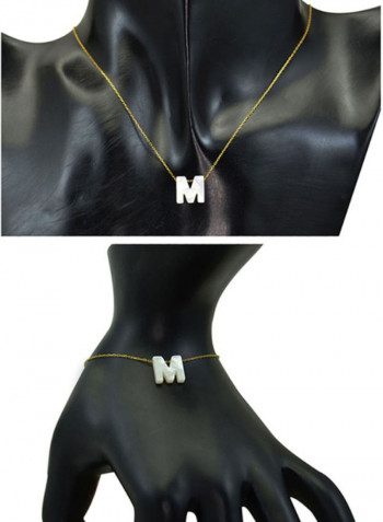 18 Karat Gold M Letter Mother Of Pearl Jewellery Set