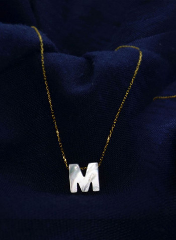 18 Karat Gold M Letter Mother Of Pearl Jewellery Set