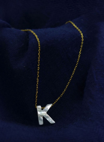 18 Karat Gold K Letter Mother Of Pearl Pendant Necklace And Bracelet Set