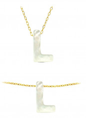 18 Karat Gold L Letter Mother Of Pearl Jewellery Set