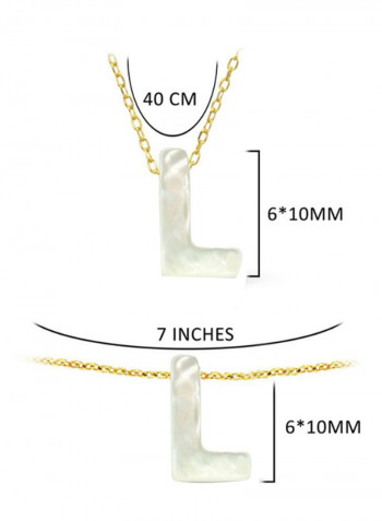 18 Karat Gold L Letter Mother Of Pearl Jewellery Set