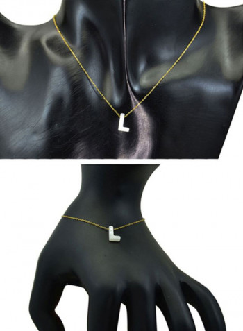 18 Karat Gold L Letter Mother Of Pearl Jewellery Set