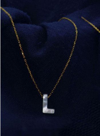 18 Karat Gold L Letter Mother Of Pearl Jewellery Set