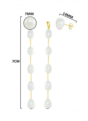 18 Karat Gold Pearl Studded Drop Earrings