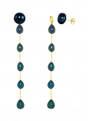 18 Karat Yellow Gold Pearl Studded Dangle Earrings