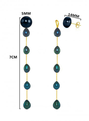 18 Karat Yellow Gold Pearl Studded Dangle Earrings