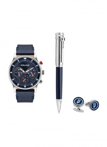 Men's Police Patriot Watch With Pen And Cufflink