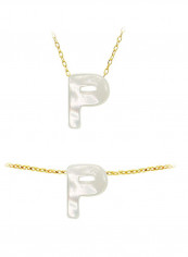 18 Karat Gold P Letter Mother Of Pearl Jewellery Set