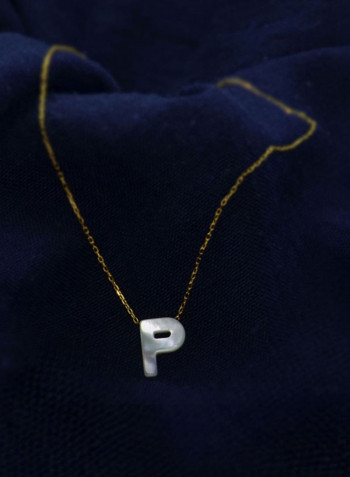 18 Karat Gold P Letter Mother Of Pearl Jewellery Set