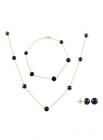 4-Piece 18 Karat Gold Pearl Jewellery Set