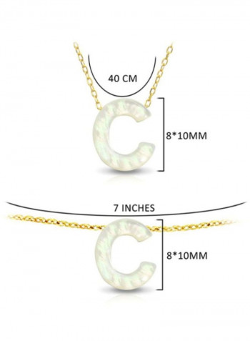 18 Karat Gold C Letter Mother Of Pearl Jewellery Set