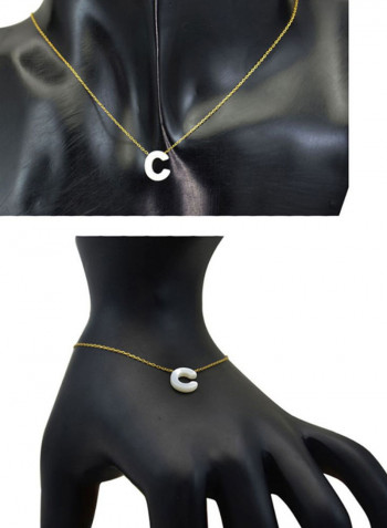 18 Karat Gold C Letter Mother Of Pearl Jewellery Set