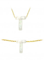 18 Karat Gold T Letter Mother Of Pearl Jewellery Set