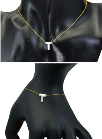 18 Karat Gold T Letter Mother Of Pearl Jewellery Set