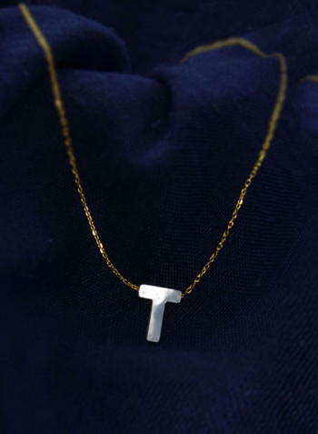 18 Karat Gold T Letter Mother Of Pearl Jewellery Set