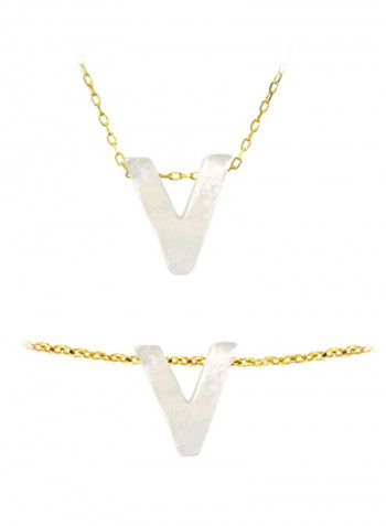 18 Karat Gold V Letter Mother Of Pearl Jewellery Set