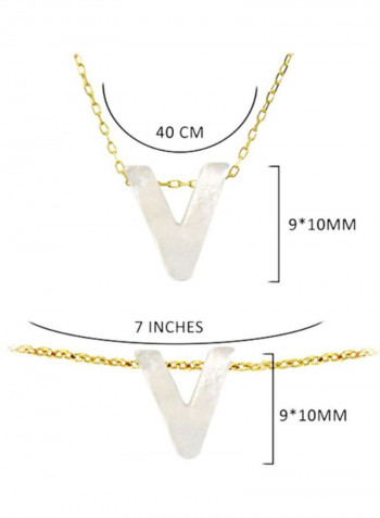18 Karat Gold V Letter Mother Of Pearl Jewellery Set