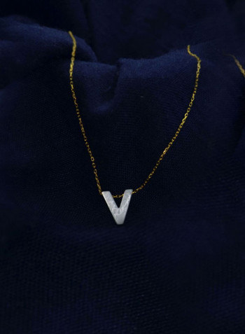 18 Karat Gold V Letter Mother Of Pearl Jewellery Set